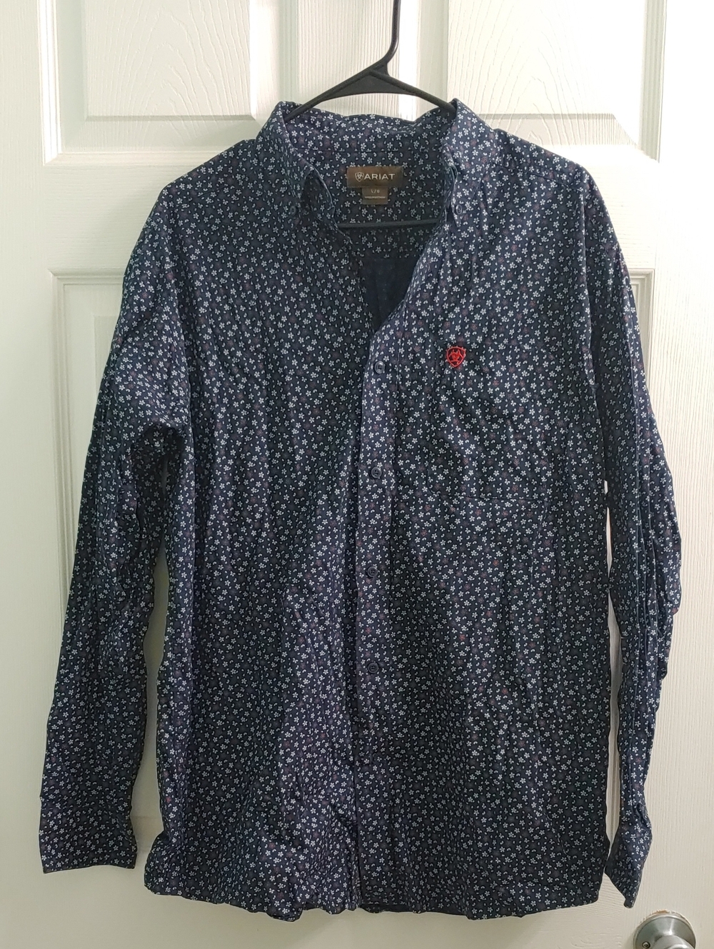 Ariat Men's Button Down Shirt Western Navy Floral Long Sleeve Size L